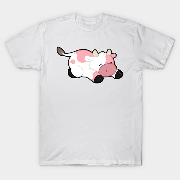 Sleepy Cow - Pink T-Shirt by MissOstrich